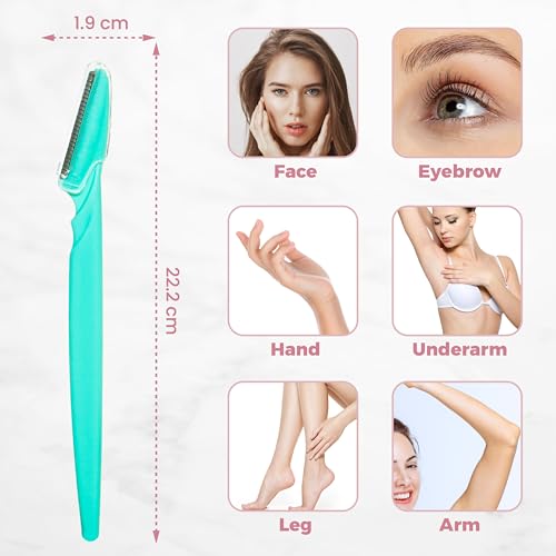 Lâminas de sobrancelha da FineLines – Pacote com 12 – Lâminas dermaplaning para o rosto – Barbeador