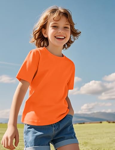 Image of KEREDA Girls Shirts Short Sleeve Soft Cotton T-Shirts Plain Tops for Kids