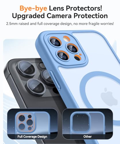 Image of CANSHN Magnetic Compatible with iPhone 12 Pro Case, Upgraded [Full Camera Protection] [Compatible with Magsafe] [Translucent Matte] Shockproof Protective Phone Cover 6.1 Inch - Light Blue