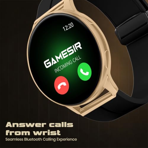 Image of GameSir Evo Vista Smartwatch, 1.39 inch HD Round Display, Bluetooth Calling, Heart Rate & SPO₂, 100+ Sports Modes, IP67, Long Battery Life for Men & Women (Magnatic GoldDial Black)