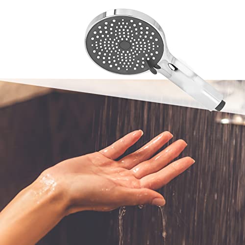 Ducha manual de alta presión TITA-DONG, ABS electrochapado, cabezal redondo para baño, plateado miniatura 3