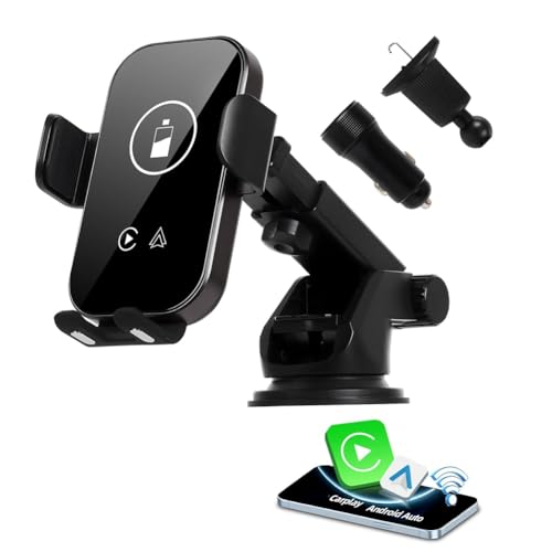Adaptador Carplay Inalámbrico Android Auto con Cargador Coche 15W para Salpicadero 4