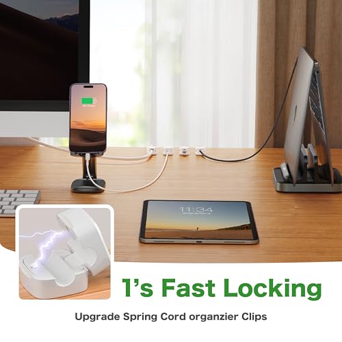 Organizador Magnético de Cables para Electrodomésticos y Mesita de Noche - Paquete de 12 Clips Adhesivos para Cables, Organizador para Cargadores de Teléfono bajo el Escritorio, Oficina en Casa y Auto miniatura 4