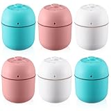 Hortsun 6 Pcs Portable Small Humidifier USB Personal Desktop 220 ml Mini Humidifier for Bedroom Plants Car Office Room Home Travel (White,Pink,Green)