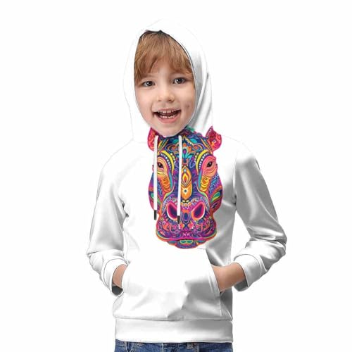Sweat à capuche imprimé 3D Hippo pull chaud enfant taille 11-13Y - 5