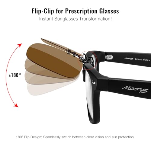 Image of MERRY'S Polarized Clip on Sunglasses Flip Up Metal Clip Attachments for Prescription Glasses