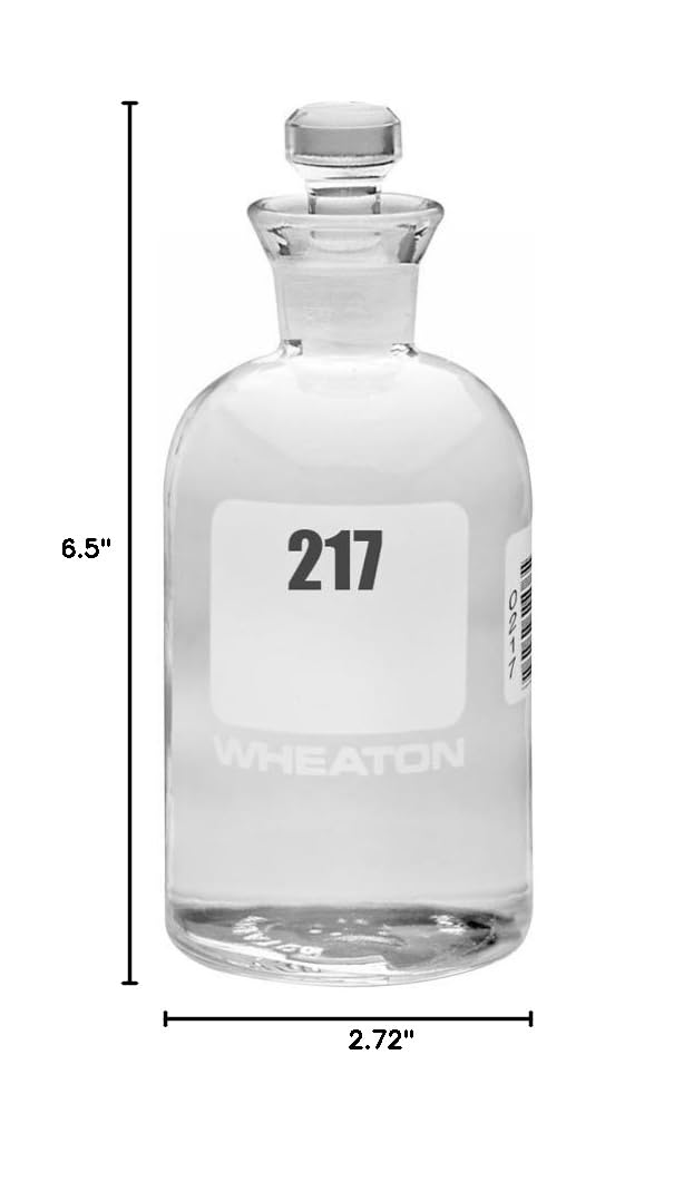 Wheaton 227497-10 BOD Bottle, 300mL, Robotic Stopper, Numbered 217-240, 69mm Diameter x 165mm Height (Case Of 24)