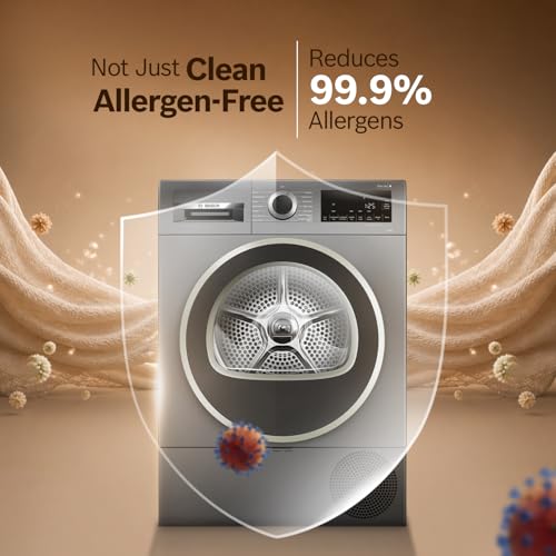 Image of Bosch 9 kg Front Load Fully-Automatic Heat Pump Tumble Dryer, 100% Drying, 5 Drying Options, Reduces 99.9% Allergens, Ready-to-Wear, Cast Iron Grey, WQG2420RIN (2026 Model)
