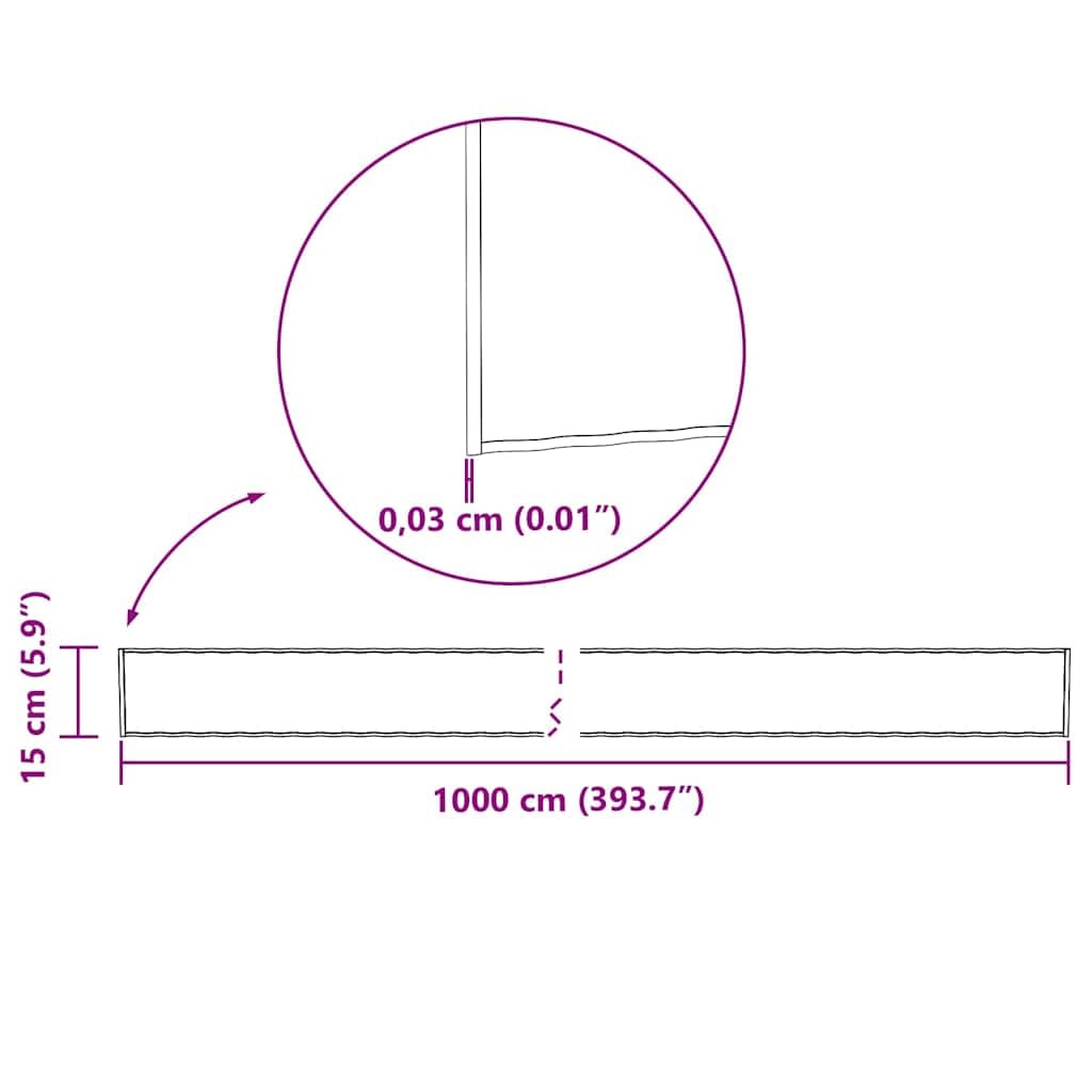Krawędź trawy 1000 x 15 x 0,03 cm stal ocynkowana srebrna | Odporny na warunki atmosferyczne, gotowy do użycia, łatwa konserwacja, do ogrodu i tarasu