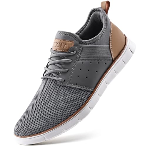 LEZTA Herren Business Slipper Schuhe Anzugschuhe Sneaker Oxfords Freizeitschuhe Walking Fitness Sport Turnschuhe Grau 280