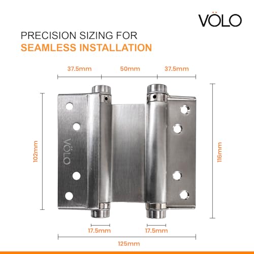 Image of Volo Double Action Hinge Saloon Door Hinges /Swinging Door Hinges Heavy Duty Self Closing with Screws (Pack of 2 Pcs.) (Stainless Steel 4 inch)