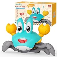 MindPal Crawling Crab Baby Toy, Tummy Time Toys Sensory Toy, Music LED Light, Dancing Walking Crab Montessori Toys Present for Birthday | Halloween (Green)
