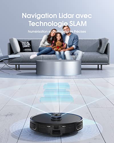 Aspirateur Robot Laresar, Robot Aspirateur Laveur de Sol 3000Pa 3 en 1 avec Station d'auto-vidage,Compatible avec Alexa/APP,Laser Navigation,Carte Modifiable,Nettoyage Personnalisé,Pour Poil d'animaux - Image 7
