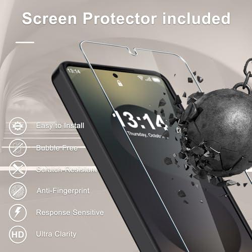 Image of YENAPOON for Samsung Galaxy S26+ Plus Case, Matte Magnetic Phone Cover [with 1 Screen Protector] [Support for MagSafe] [Shockproof Military Grade Protection] Translucent Frosted Back, Black