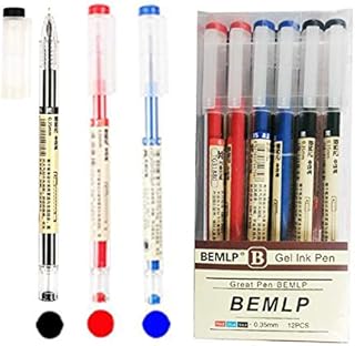 Gel Ink Pen Extra fine point pens Ballpoint pen Liquid Ink Rollerball Pens 0.35mm Premium Quick Drying Pen For japanese Office School Stationery Supply 12 Packs (4 pc Black,4 pc Blue, 4 pc Red)