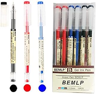 Gel Ink Pen Extra fine point pens Ballpoint pen Liquid Ink Rollerball Pens 0.35mm Premium Quick Drying Pen For japanese Office School Stationery Supply 12 Packs (4 pc Black,4 pc Blue, 4 pc Red)