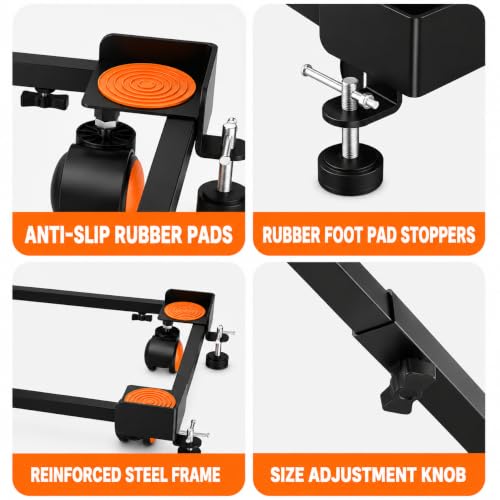 Image of ZOLMIX Washing Machine Stand Adjustable for 6kg, 6.5kg, 7kg, 8kg, 9 & 10kg | Top Load & Front Load Heavy Duty Fridge Stand for Dishwasher & Cooler | Anti Vibration Pads | 200kg Capacity | Black Orange