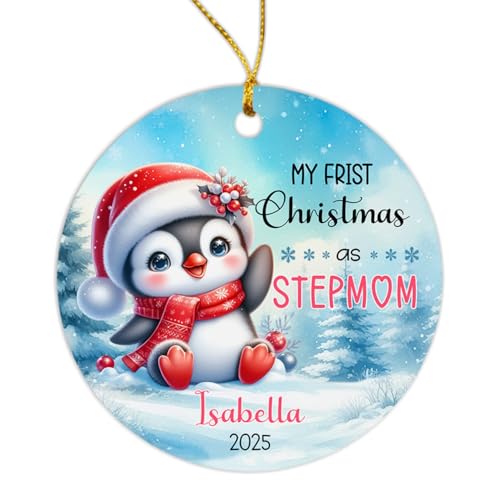 Adorno De Cerámica Mi Primera Vez como Madrastra Navidad De Cerámicas Cerámicas para Árbol De Navidads para Decoraciones Vacaciones Regalo 7.3 CM
