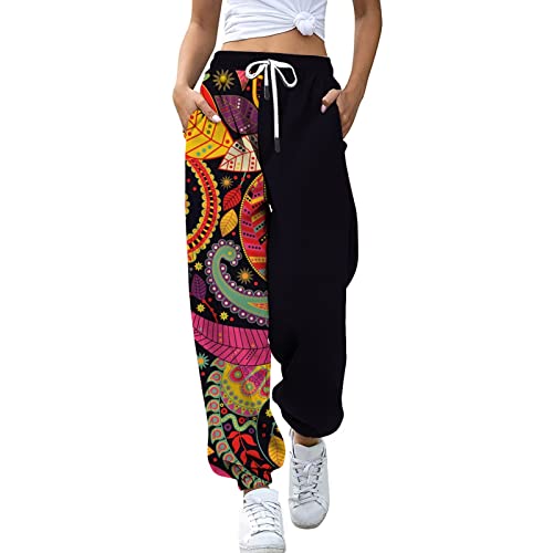 OYZ Pantalones deportivos de fitness de talla grande con cordón para mujer, pantalones deportivos sueltos para entrenamiento, gimnasio, correr, con bolsillos, 2021, Rojo#012, XXL