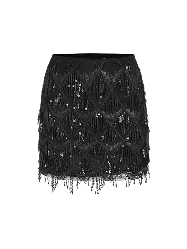 CIDER Sequins Tassel Mid Waist Mini Skirt