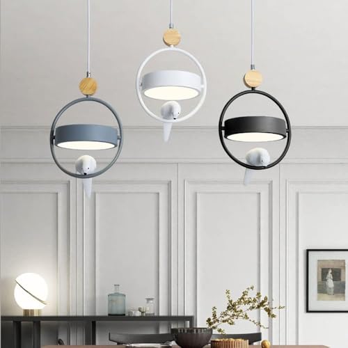 Lustre oiseau blanc suspendu design rond pour illuminer votre intérieur avec poésie