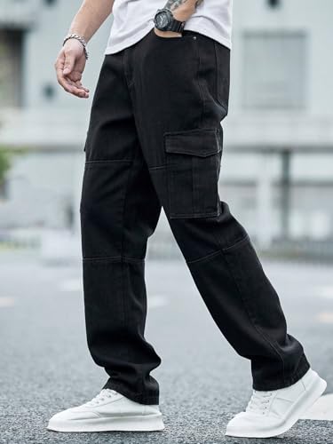 Image of Men Loose Fit Men's Flip Pocket Cargo || Mens Stylish Cotton Loose Fit Denim Jeans || Multi-Pocket Styling || Perfect for Casual Fashion || Comfortable Classic Men's Outerwear (MDJ-3)