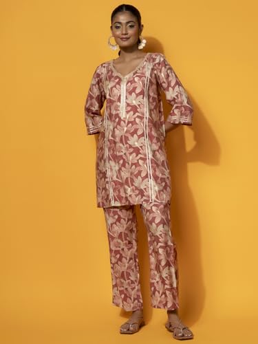 Image of Libas Womens Printed Silk Blend Co ord Set for Women | daily wear | casual wear | office wear