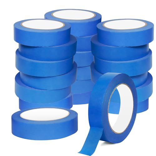 Image of 20 Rolls Blue Painters Tape 1 inch，Blue Painters Tapes，Blues Masking Tapes，Painters Tape Bulk，Suitable for Paint, wall, Painting, Indoor and Outdoor (1 inch X55 Yards, Total 1100 Yards)