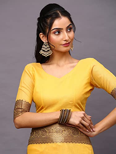 Image of AKHILAM Women's Banarasi Silk Woven Design Saree With Unstitched Blouse Piece (RYLBNR06 Parent)