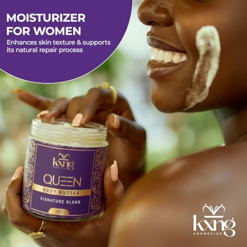 Image of KXNG Cosmetics Organic Shea Body Butter - 4oz | Luxury Body Cream for Women with Shea, Cocoa, Mango & Coconut Oil | Deep Moisturizing Care for Hands, Feet & All Skin Types - Queen