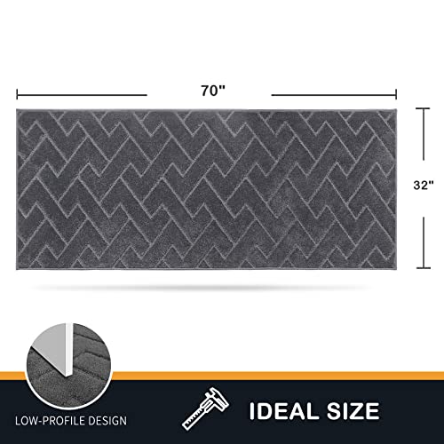 PURRUGS Dirt Trapping Door Mat 32" x 70", Non-Slip Machine Washable Entry Rug, Shoe Scraper, Dog Doormat, Super Absorbent Welcome Mat for Front & Back Door, Muddy Wet Shoes & Paws, Grey