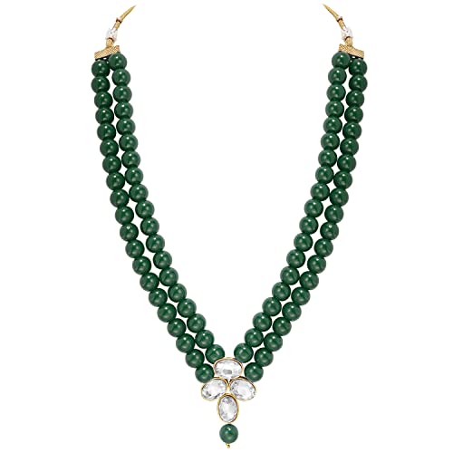 Image of Peora Crystal Faux Pearl Kundan Necklace & Jewelry Set Gift for Women