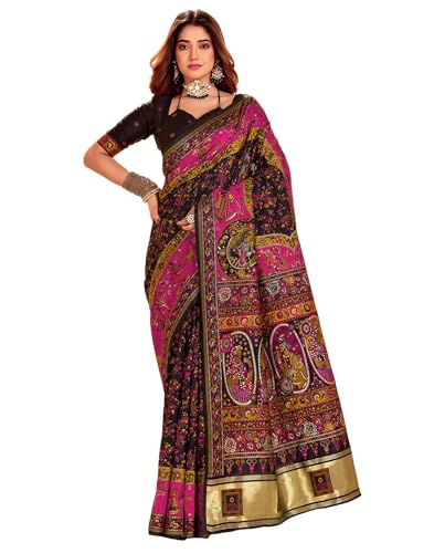 Image of SIRIL Women's Silk Kashmiri Minakari Jacquard Saree With Unstitched Blouse Piece