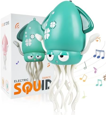 Electric Dancing Octopus Baby Toy, Dancing Squid Crawling Toys,Automatic Evasion Octopus Toy with Led Light and Music, Interactive Entertainment for Baby Sensory Development Birthday Gifts(Green)