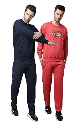 Image of Mack Jonney Fleece Printed Tracksuit Co-ord Set for Men (Pack of 2)-SW RN NVY 49 SKY LOWER NVY SKY 04-P