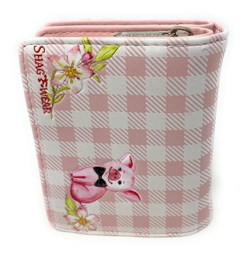 Shag Wear Piggies at Market Small Pig Wallet for Women and Teen Girls Vegan Faux Leather Pink 4.5"2