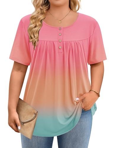 Image of IN'VOLAND Plus Size Tops for Women Short Sleeve Shirts Dressy Casual Tunics