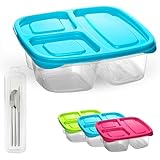ELENANO Lunch Box de Plastico sin BPA de 1,22L con Portacubiertos Fiambreras Comida Trabajo para Colegio Niños y Adultos de 20x20x6 cm Bento Box apta para Microondas y Lavavajillas (AZUL TURQUESA)