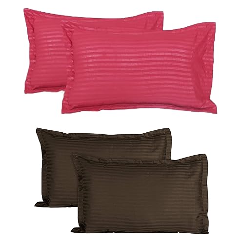 Image of House Fox Handloom Zipper Cotton Pillow Covers /Cases /Protectors (NOT Pillow) Set of 2 Pair Or 4 Pcs,Size -18x28inch with Zip /Chain (Standard, Pink Coffee)
