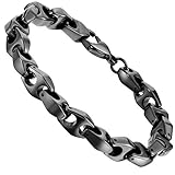 Urban Jewelry Men’s Black Tungsten Carbide Bracelet – Polished Finish, 8.3', 10 mm Links, Scratch‑Resistant, Hypoallergenic, Secure Snap‑Lock, Gift Box