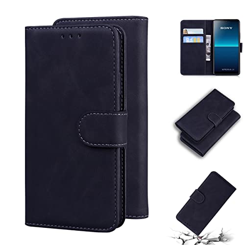 LMFULM® Hülle für Sony Xperia L4 XQ-AD52 XQ-AD51 (6,2 Zoll) PU Leder Magnet Brieftasche Lederhülle Tasche Flip Cover Ledertasche Stent-Funktion Hülle Schwarz