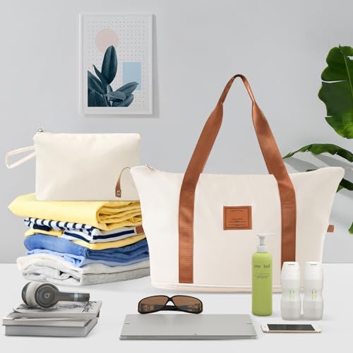 Luggage Sets 3 Piece Lightweight Hardside Rugged Travel Suitcase with Wheels, 22” x 14” x 9” Airline Approved, TSA Lock (White B)4