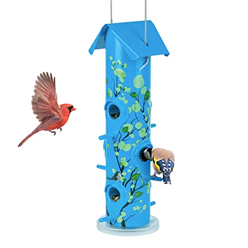 Kingsyard Metall Vogel Feeder für Draußen, Hängende Rohr Vogel Feeder mit 6-Fütterung Ports, 14-Zoll, Langlebig, Wetterfest, Ideal für das Anziehen von Wildvögeln Cover