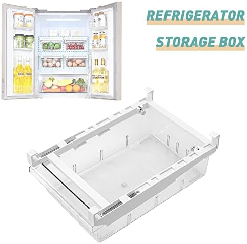 MDHAND Fridge Organiser Drawer, Extendable Fridge Drawer Organiser, Perfect Organiser System for Fridge, Cupboards, Shelves, Storage Box Fridge Box (Vegetable Box)