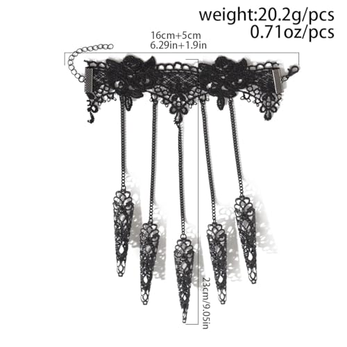 1Pcs Gothic Bracelets Finger Nails Tip Claw Rings for Women, Punk Black Wrist Chains Bracelets Goth Hollow Pattern Finger Claws Halloween Cosplay Jewelry3