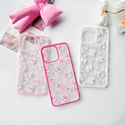 Lovmooful Compatible for iPhone 12 Pro Max Case Cute Clear Bow Flower Floral Design with Bumper Protector for Girls Women Soft TPU Shockproof Protective Girly for iPhone 12 Pro Max Case-Pink by Lovmooful - Image 5