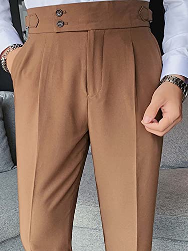 Men's Regular Fit Suit Pants Wide Waist Wrinkle-Resistant Ankle Length Dress Trousers2