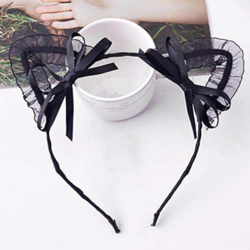 Cat`s Ear Headband Lace Cat Hairband With Bowknot Halloween Costume For Girls Women #TOP1