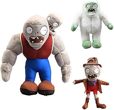 Game Plush Toys Gargantuar & White Zombie & Cowboy Zombie Figures Stuffed Doll 3pcs Set