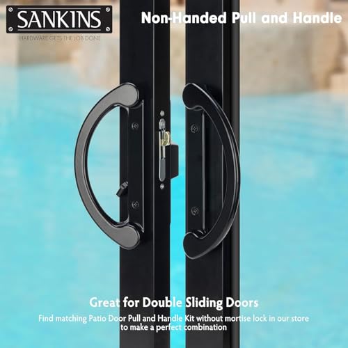 SANKINS Sliding Glass Door Handle with Lock, Replacement Patio Door Locks, Sliding Glass Door Lock Patio Door Handle with Key Cylinder, Fits Hole Pitch Doors with 3-15/16 Inch Hole Pitch, Black by SANKINS - Image 7